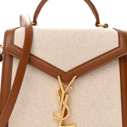 Saint Laurent Canvas Calfskin Mini Classic Monogram Cassandra Top Handle Tan Natural 7 of 11
