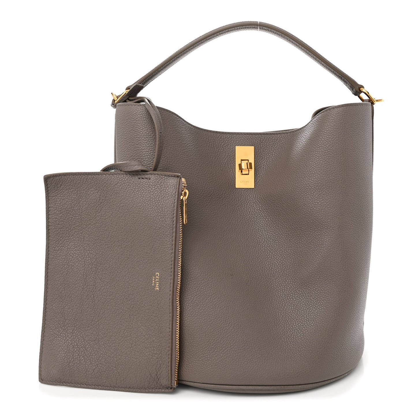 Supple Grained Calfskin Bucket 16 Bag Pebble