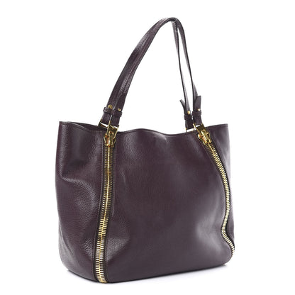 Tom Ford Grained Calfskin Medium Sedgwick Zipper Tote Wine 3 of 15