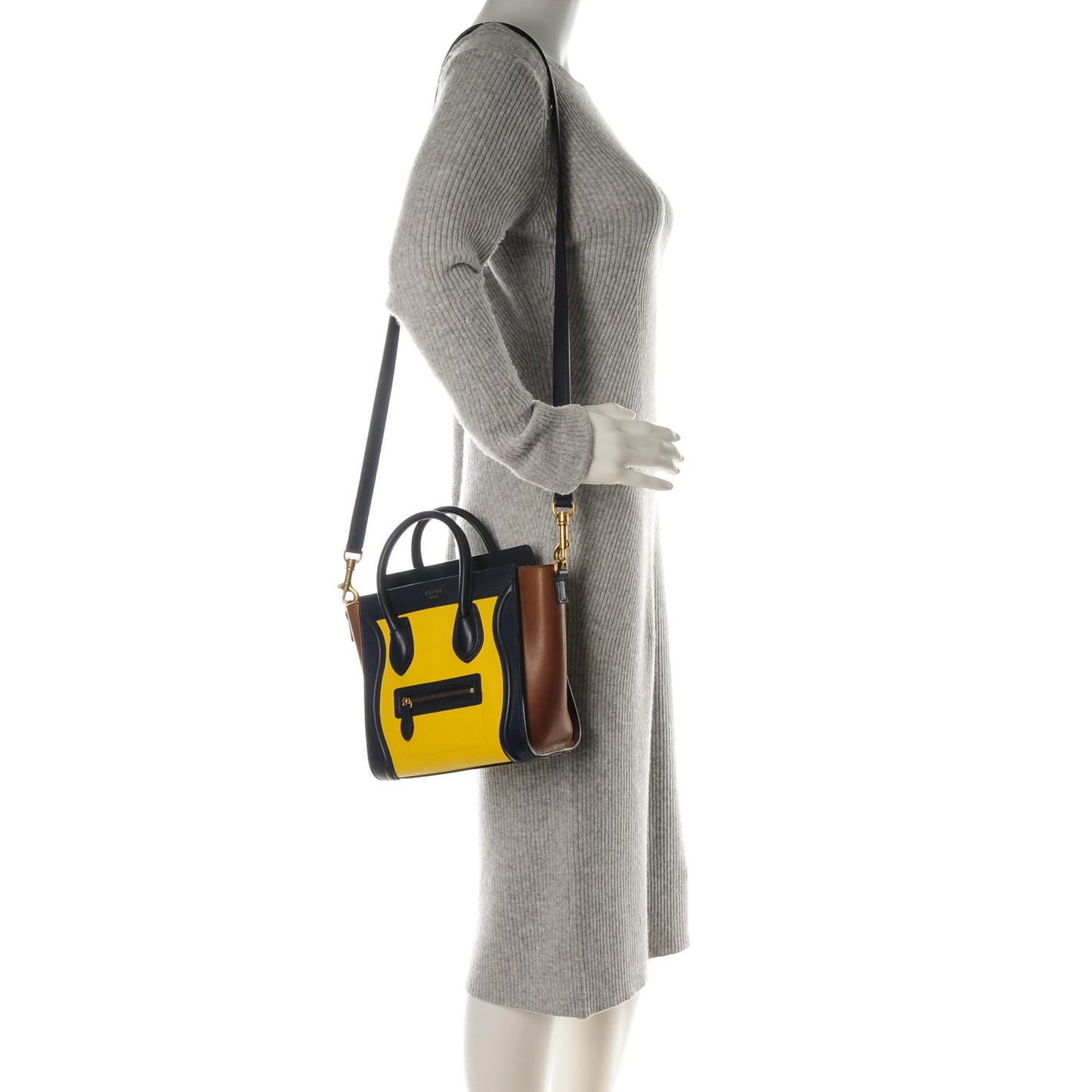 Smooth Drummed Calfskin Nano Tri-Color Luggage Yellow