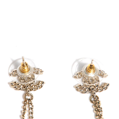 Chanel Chain Pearl CC Drop Earrings Light Gold 3 of 3