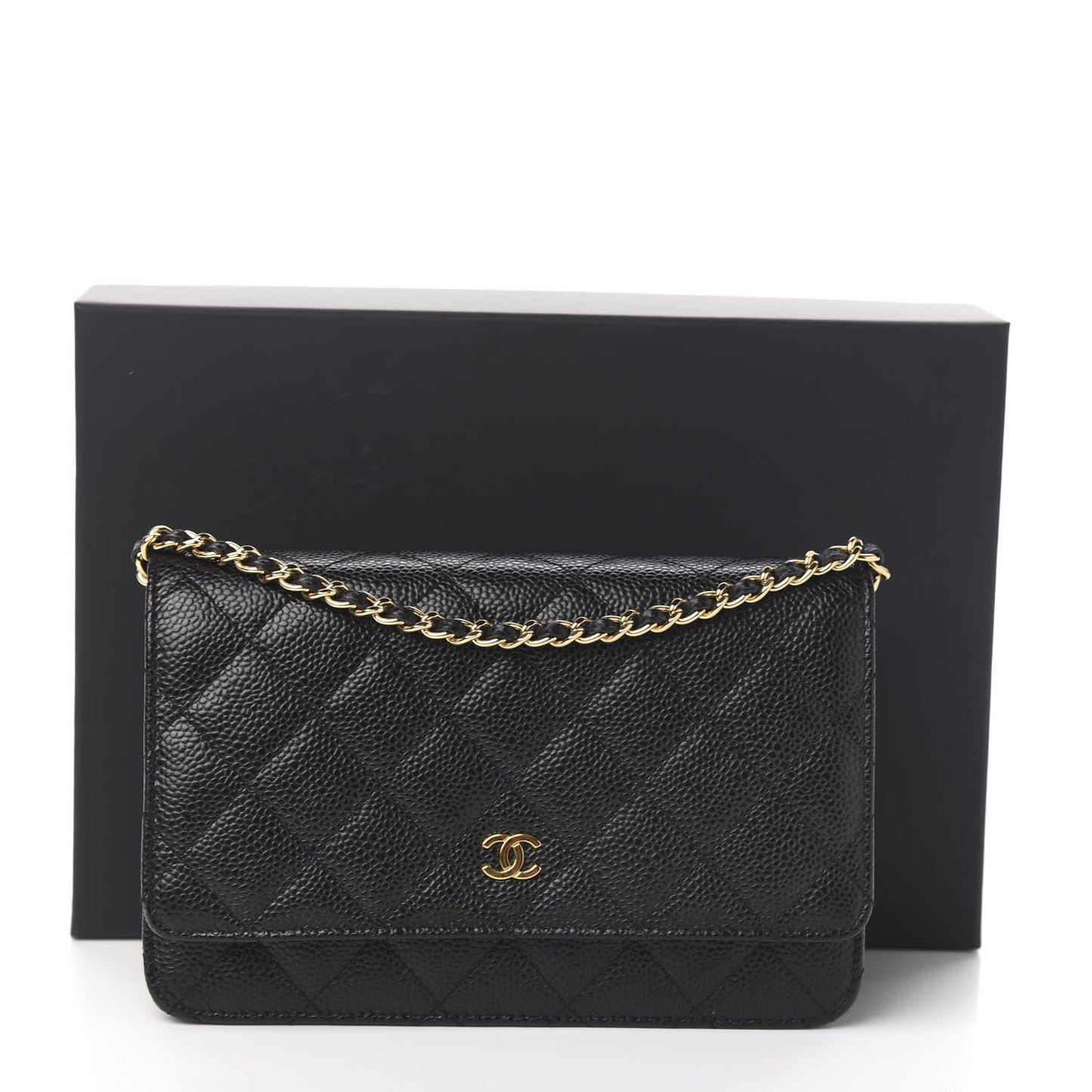 Caviar Quilted Wallet On Chain WOC Black