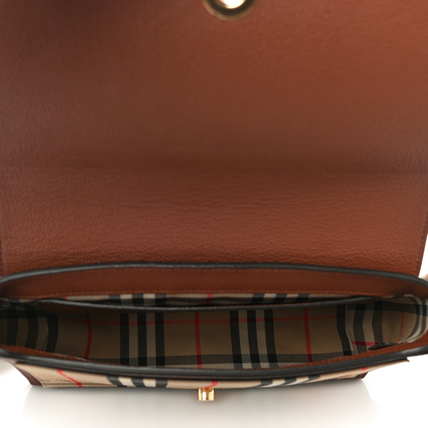 Burberry Calfskin Vintage Check Note Crossbody Bag Tan 4 of 8