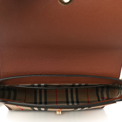 Burberry Calfskin Vintage Check Note Crossbody Bag Tan 4 of 8