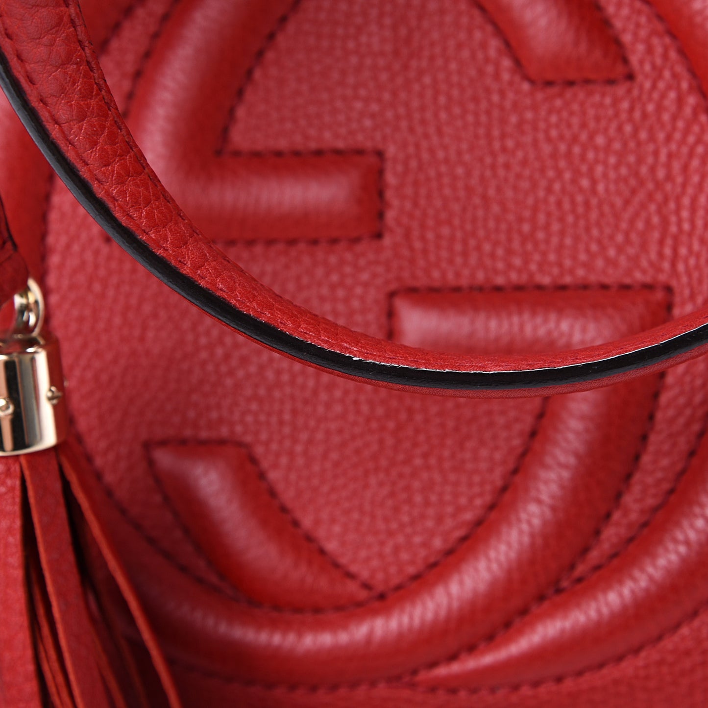 Pebbled Calfskin Medium Soho Shoulder Bag Red