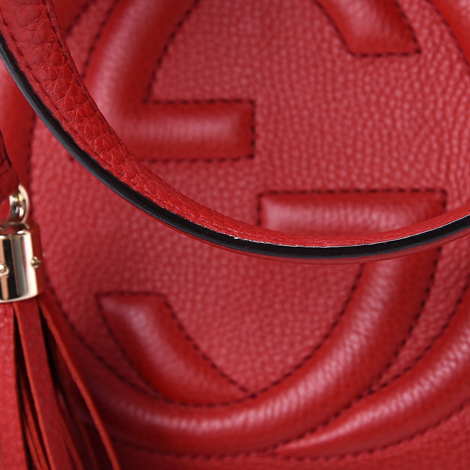 Gucci Pebbled Calfskin Medium Soho Shoulder Bag Red 13 of 14