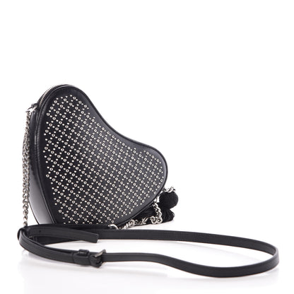Saint Laurent Calfskin Studded Monogram Heart Shoulder Bag Black 3 of 10
