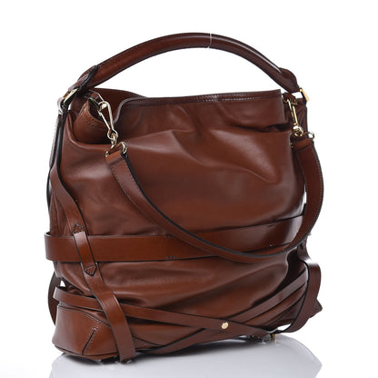 Burberry Soft Lambskin Bridle Calfskin Medium Gosford Hobo Dark Tan 3 of 7