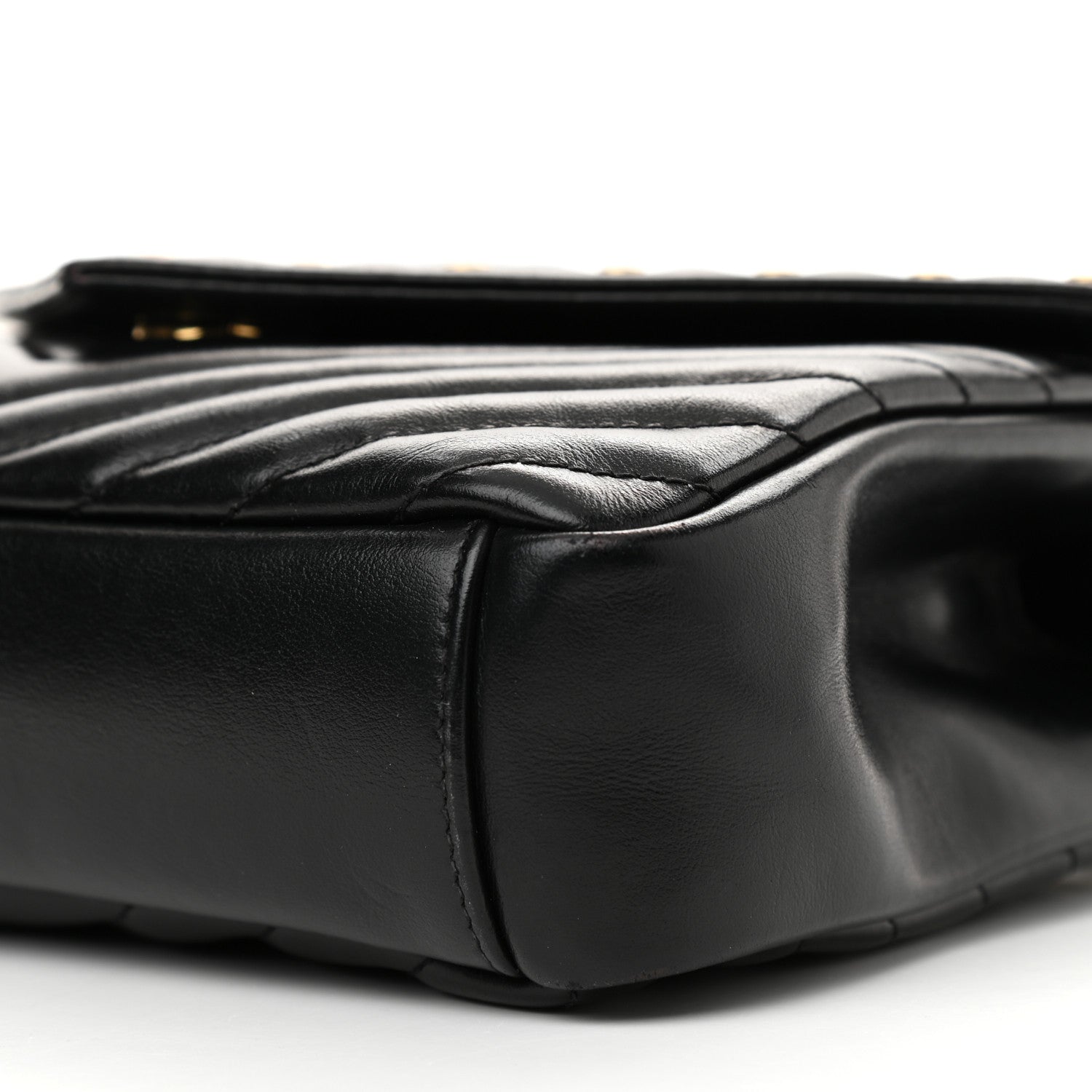 Saint Laurent Calfskin Matelasse Chevron Studded Monogram Medium College Bag Black 11 of 12