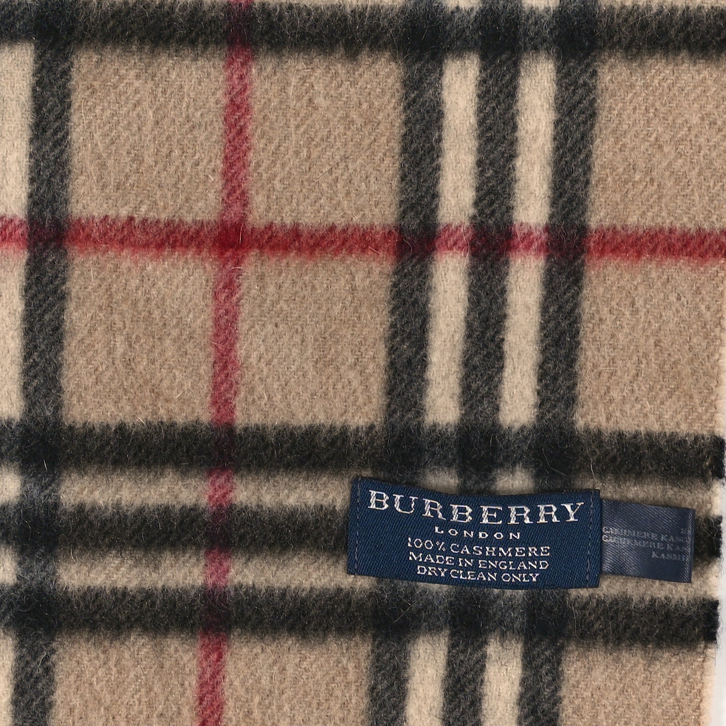 Cashmere House Check Fringe Scarf Camel