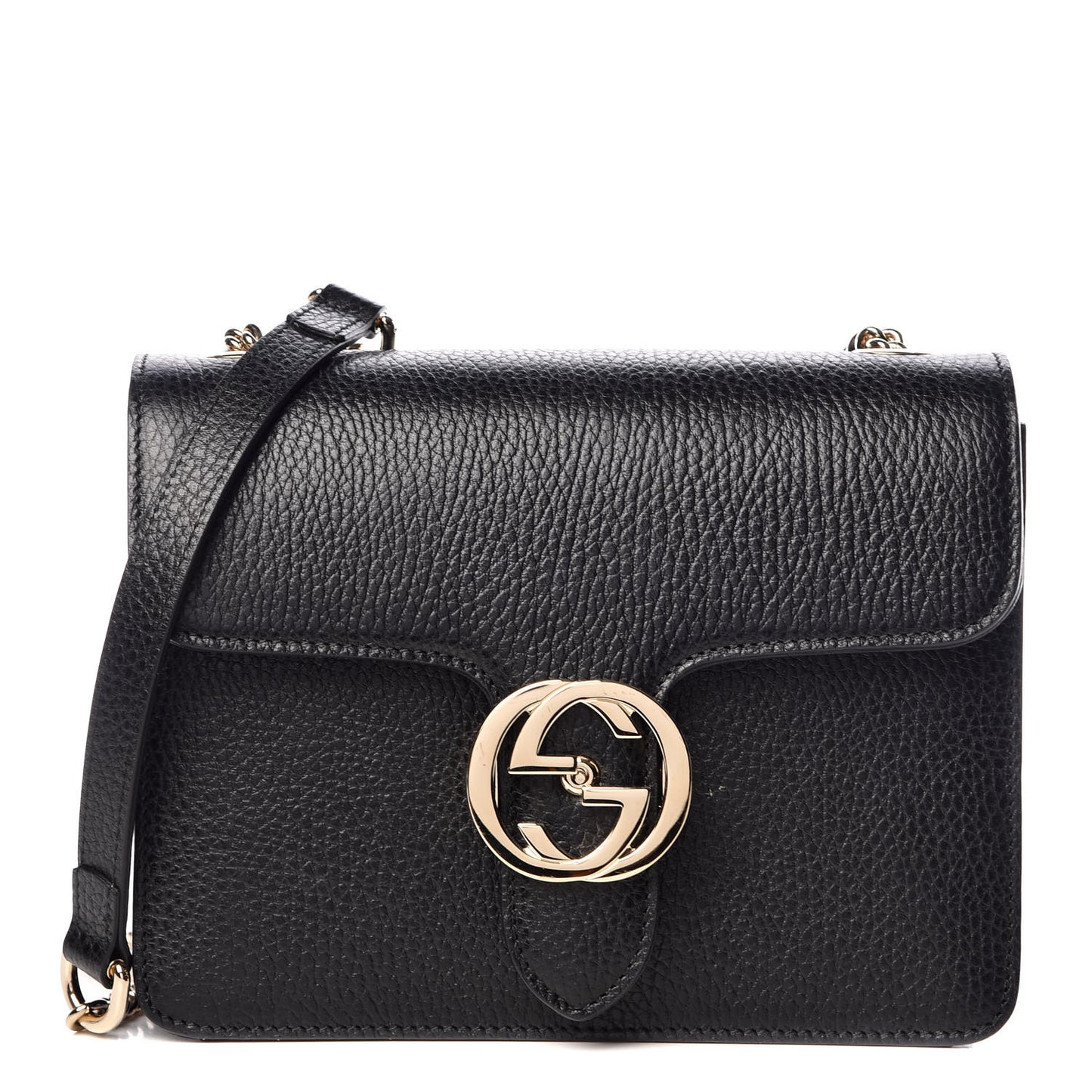 Dollar Calfskin Small Interlocking G Shoulder Bag Black