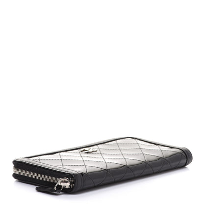 Chanel Patent Lambskin Quilted Zip Around Wallet Black 4 of 9
