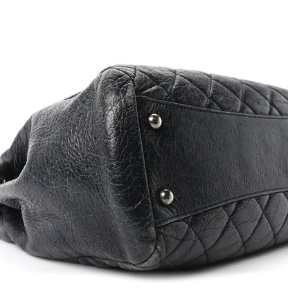 Chanel Glazed Calfskin Quilted Tote Navy 10 of 11