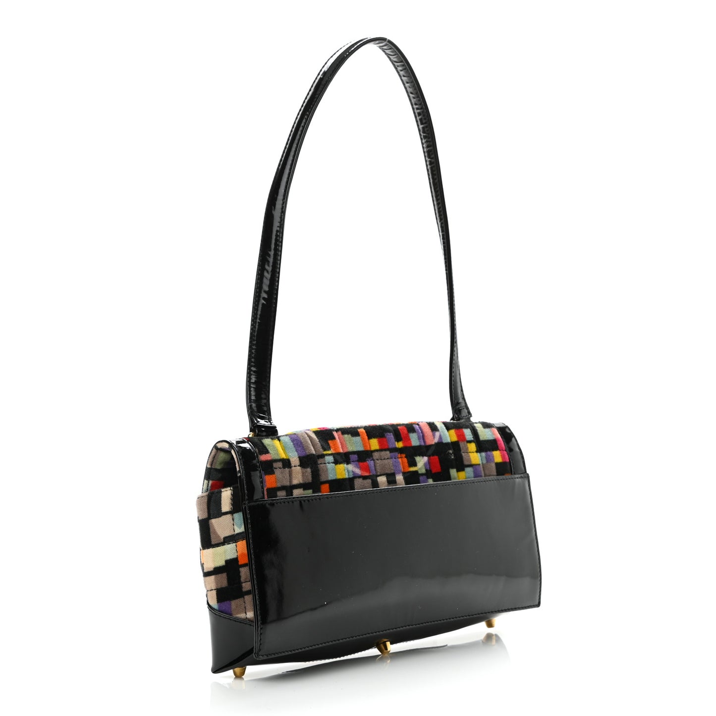 Patent Velvet Quilted Cubist Flap
