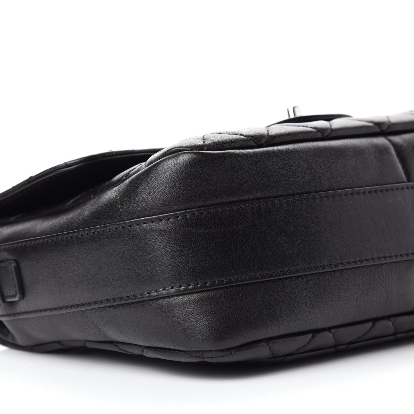 Lambskin Quilted Messenger Bag Black