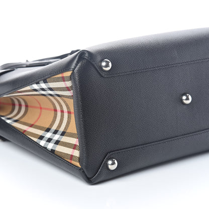 Burberry Grainy Calfskin Vintage Check Medium Banner Tote Black 8 of 9