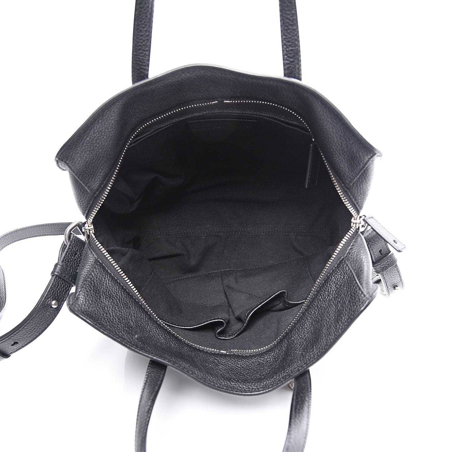 Pebbled Calfskin Small Skull Padlock Zip Around Tote Black
