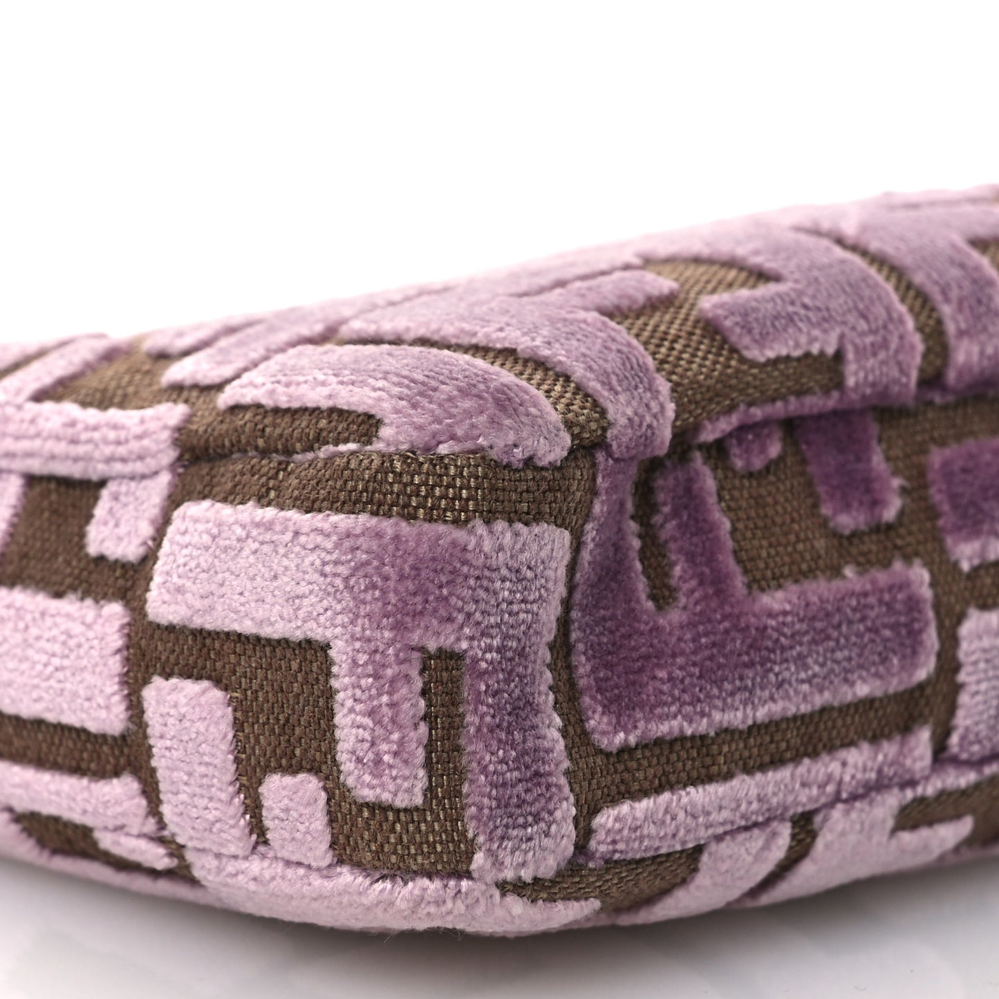 Velvet Jacquard FF Baguette Pouch Mauve Beige