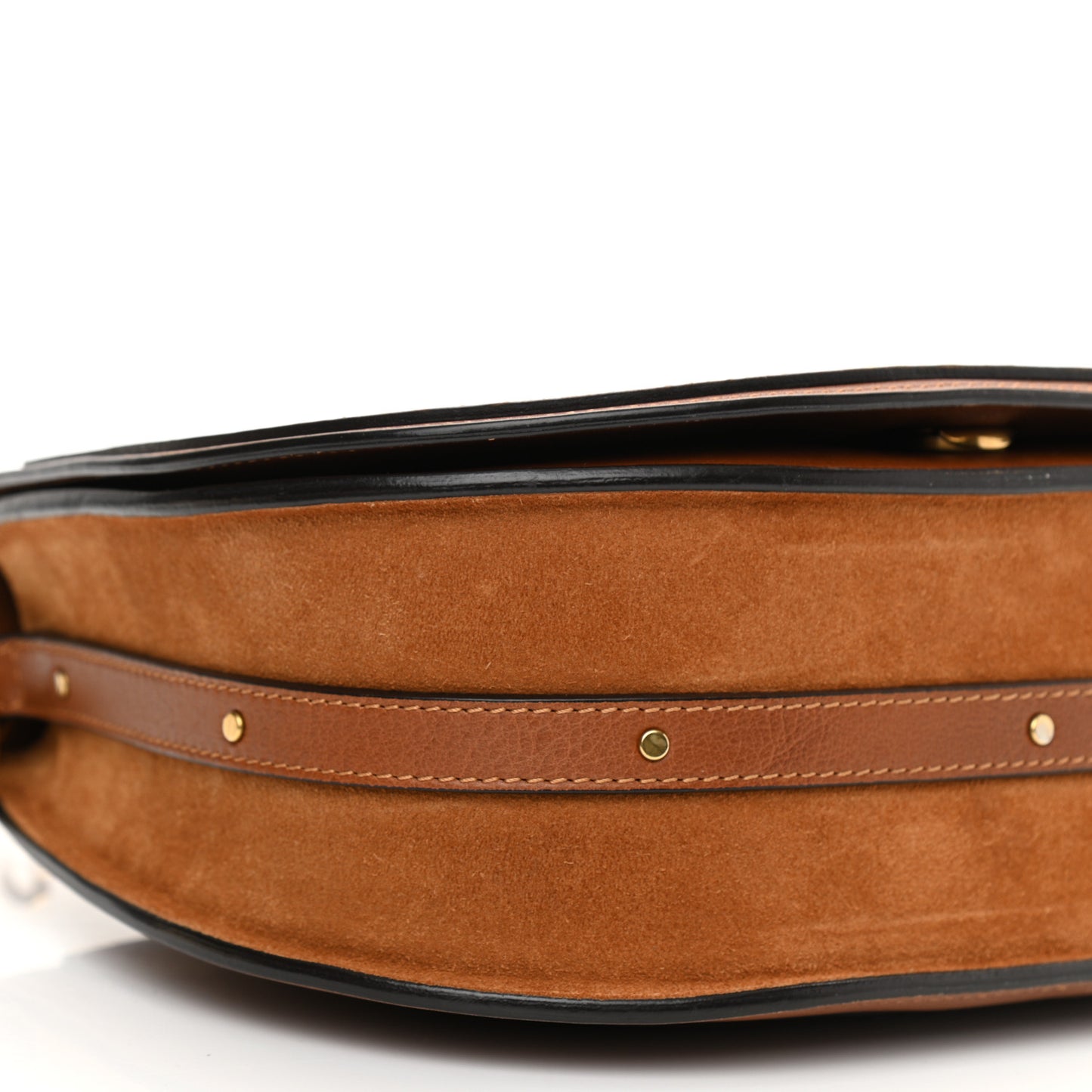 Calfskin Suede Medium Nile Bracelet Bag Caramel