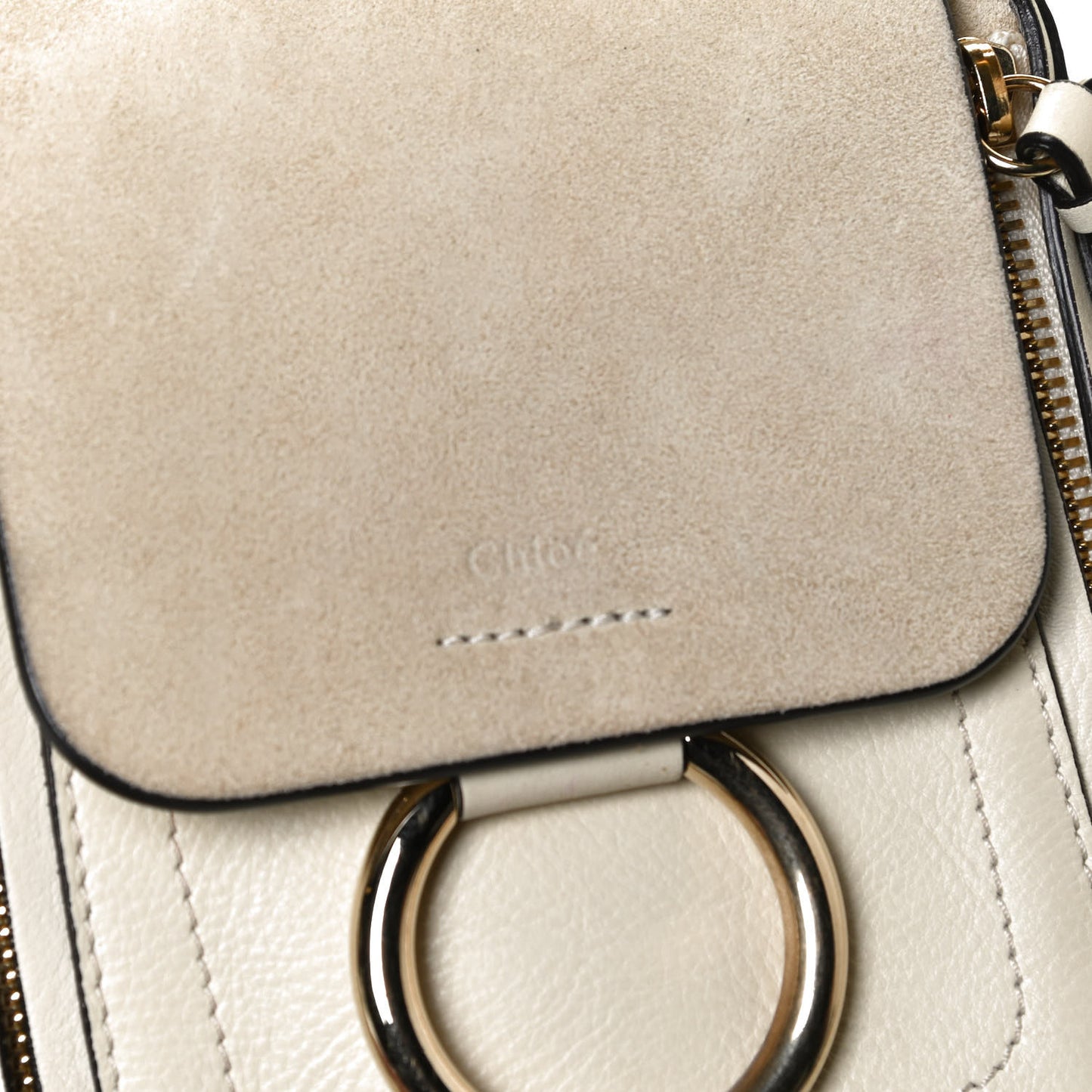 Suede Calfskin Mini Faye Backpack Off White