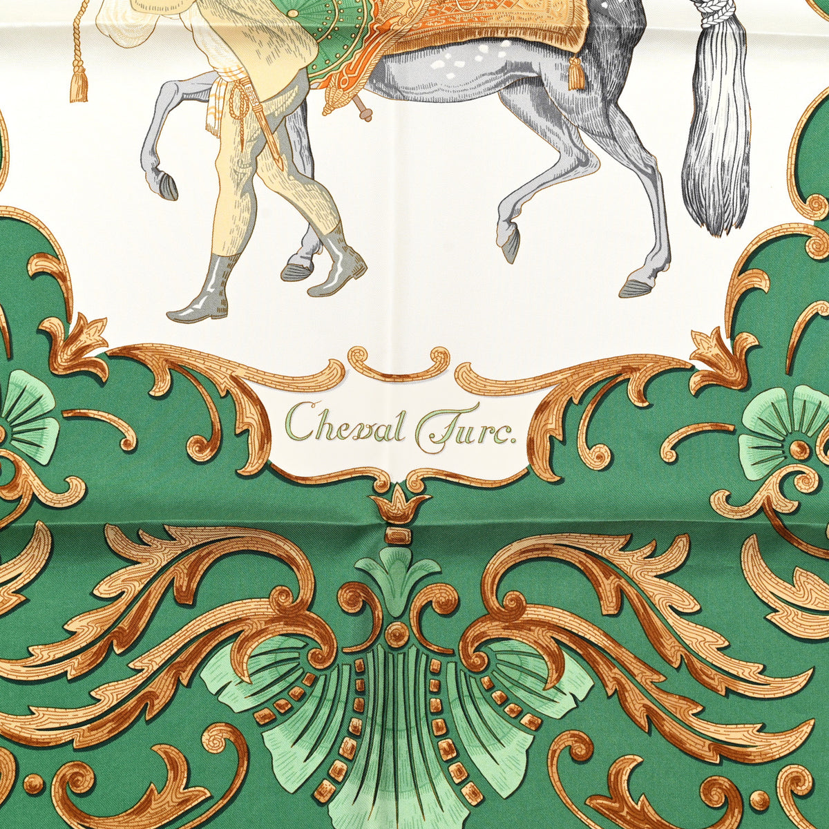 Silk Cheval Turc Scarf 90 Vert Emeraude