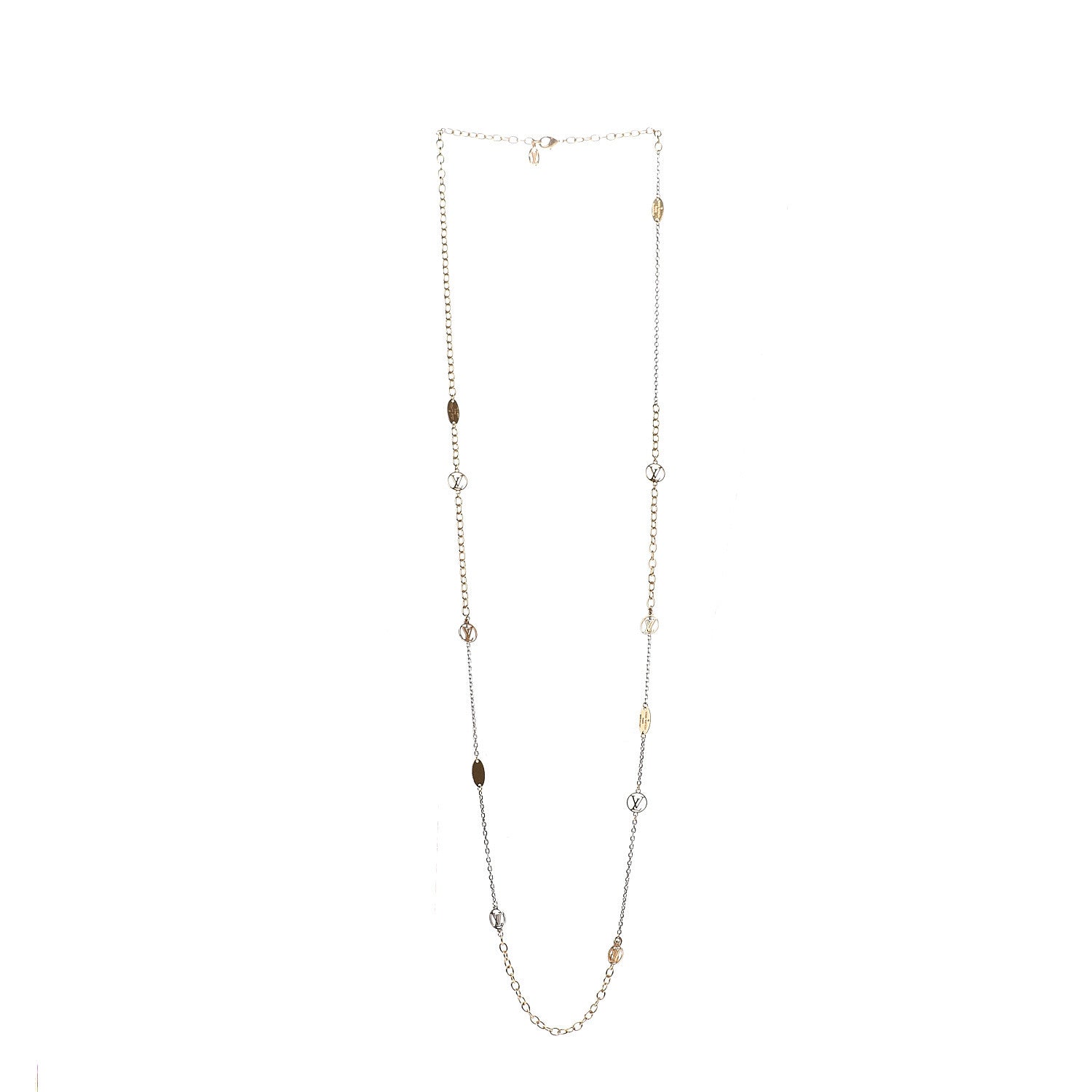 Louis Vuitton Logomania Sautoir Necklace Silver Gold 2 of 8