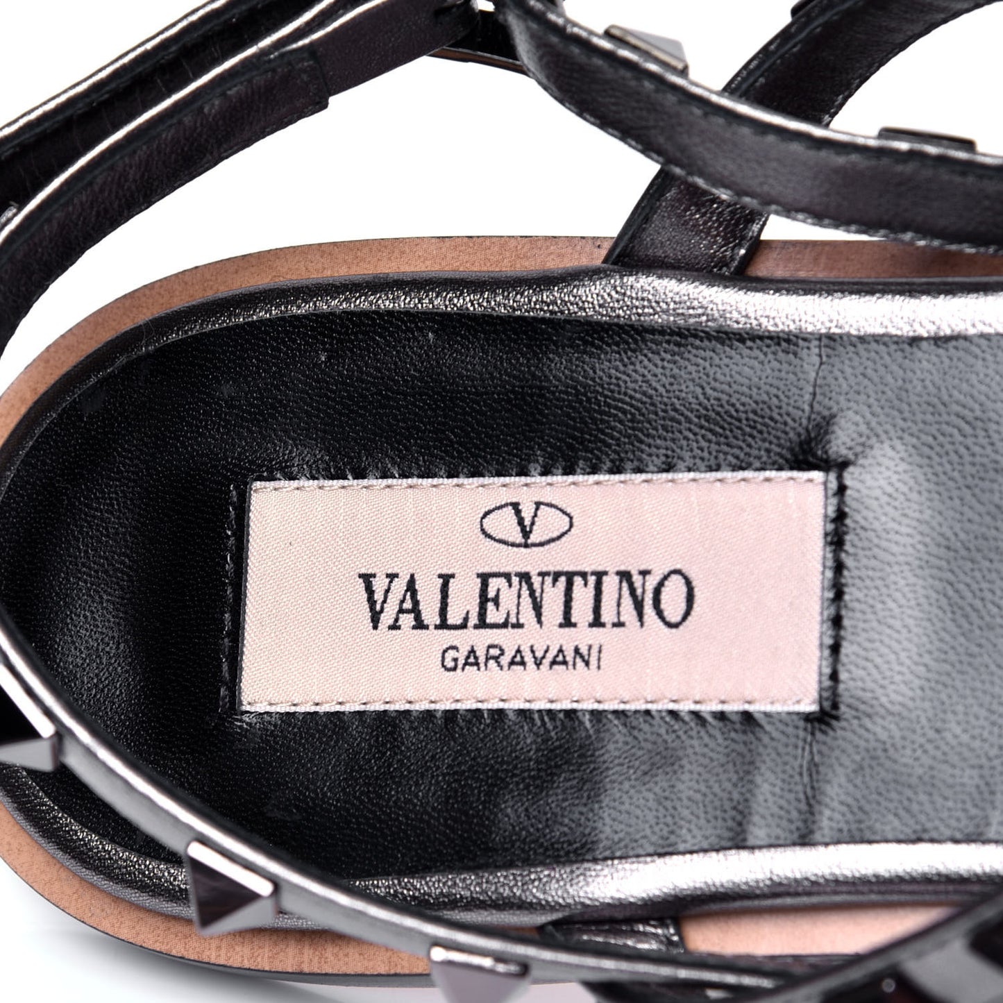 Metallic Nappa Rockstud T-Strap Slingback Flat Sandals 37 Rutenio