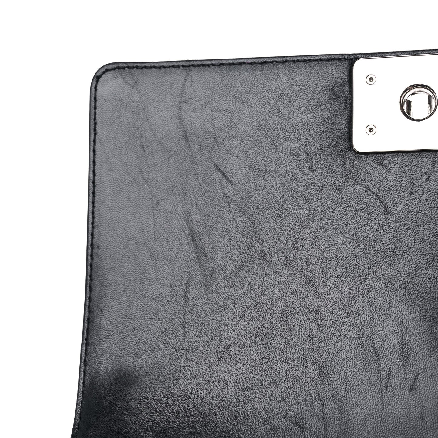 Lambskin Perforated Medium Boy Flap Black