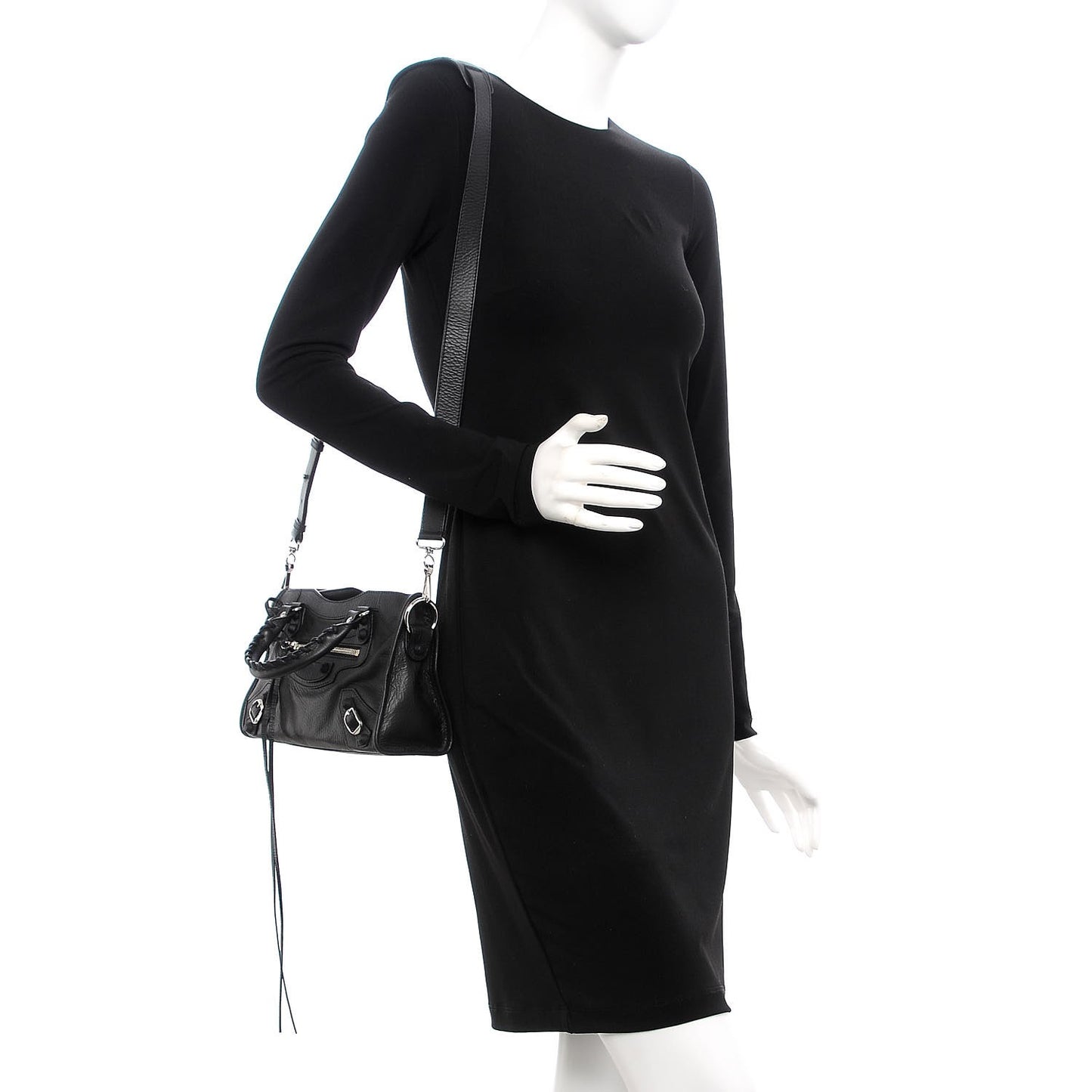 Matte Goatskin Rubber Covered Classic Hardware Mini City Black