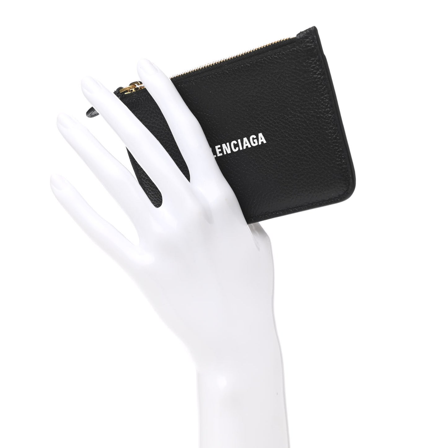 Grained Calfskin Logo Large Cash Long Coin Card Holder Black White