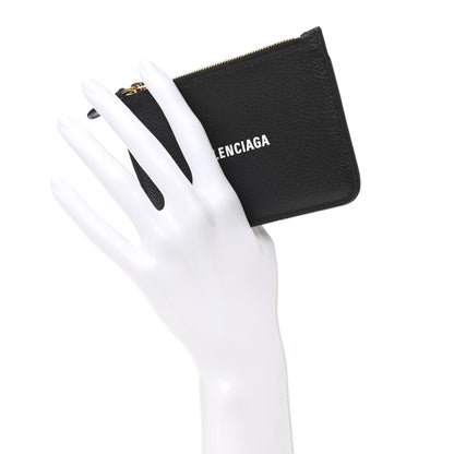 Balenciaga Grained Calfskin Logo Large Cash Long Coin Card Holder Black White 2 of 8