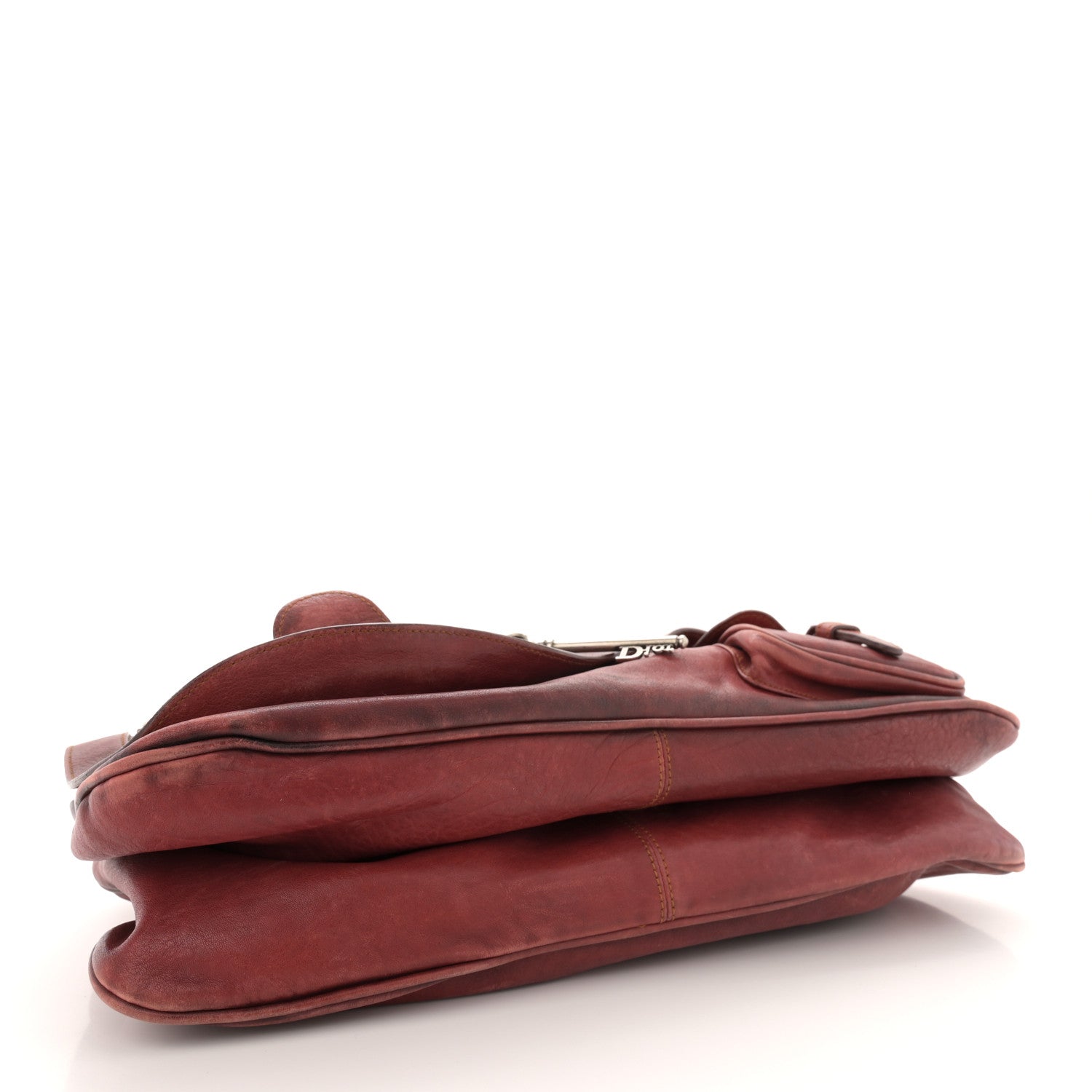 Christian Dior Calfskin Large Gaucho Double Saddle Bag Red 3 of 13