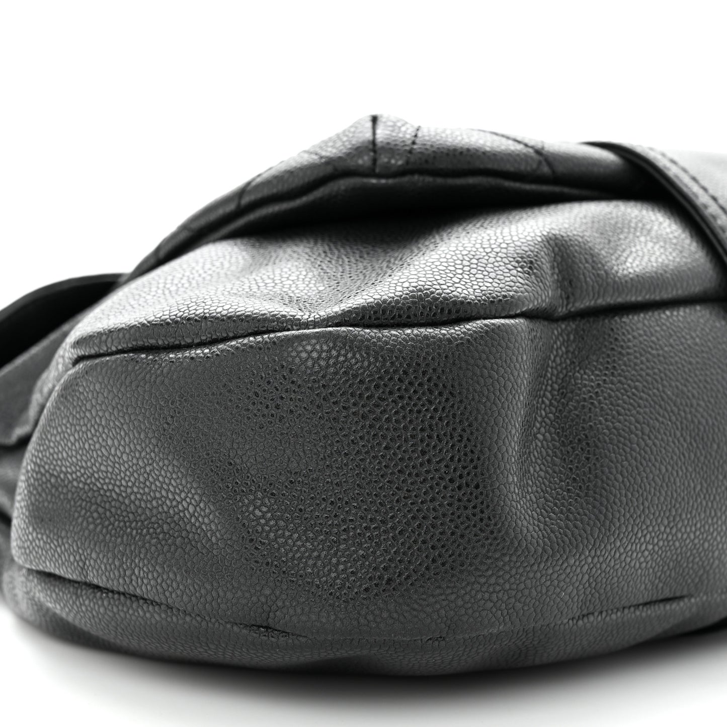 Glazed Caviar Coco Rider Flap Hobo Dark Grey