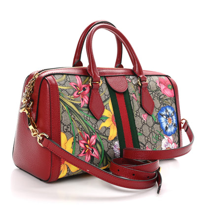 Gucci GG Supreme Monogram Flora Web Medium Ophidia Boston Red 3 of 11