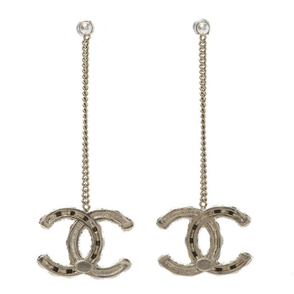 Chanel Crystal Pearl Dazzling Domino Drop Earrings Matte Gold 4 of 5