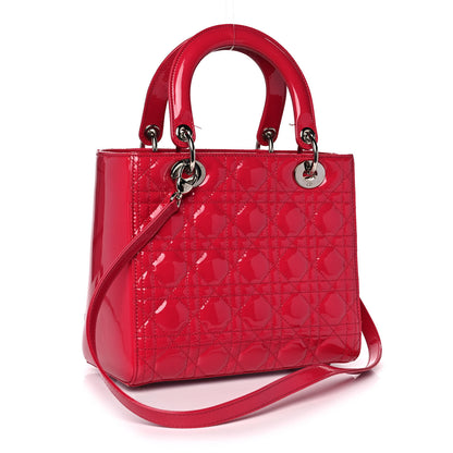 Christian Dior Patent Cannage Medium Lady Dior Red 3 of 17