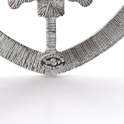 Chanel Swarovski Baguette Crystal CC Shield Brooch Silver 4 of 5