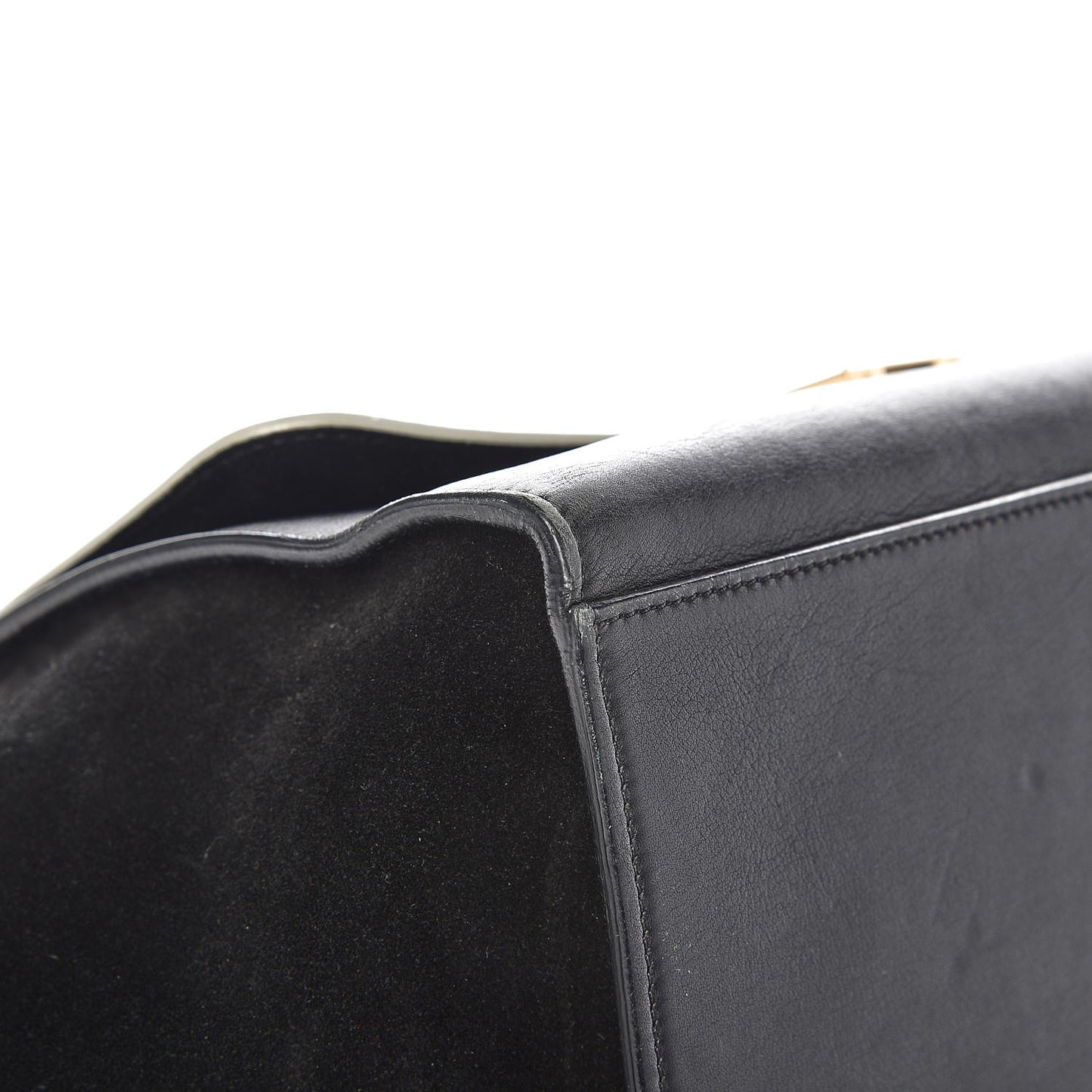 Smooth Calfskin Suede Medium Bicolor Trapeze Black