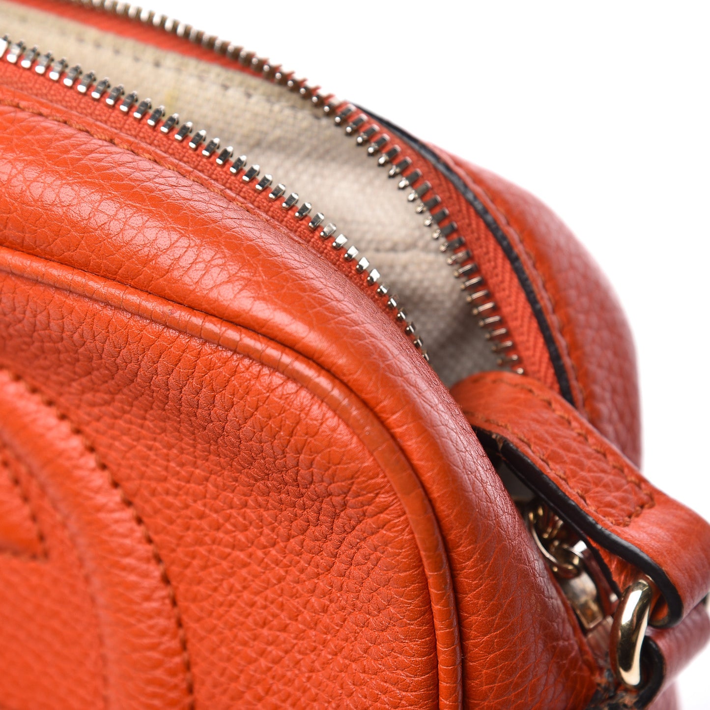 Pebbled Calfskin Small Soho Disco Bag Sun Orange