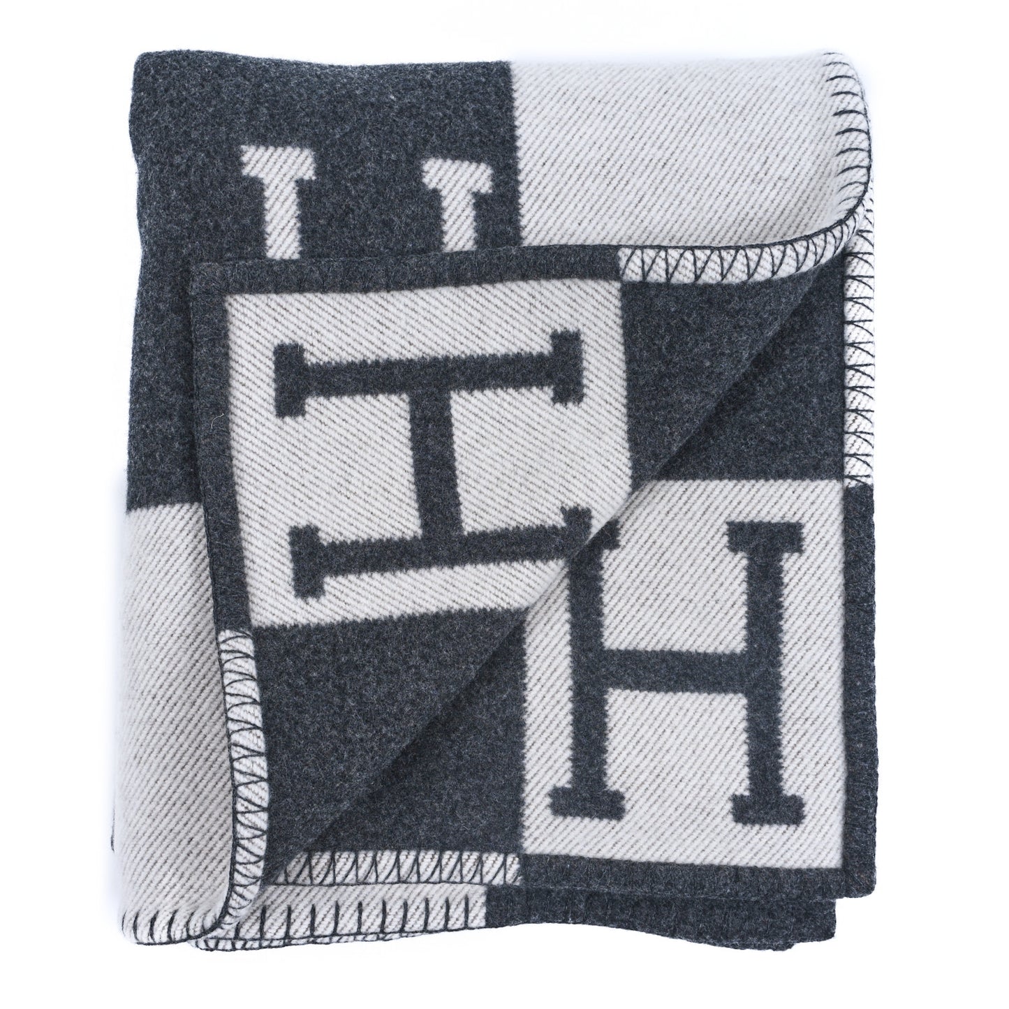 Wool Cashmere Avalon Blanket Ecru Gris Fonce
