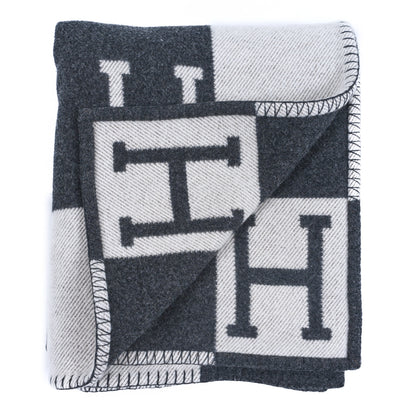 Hermes Wool Cashmere Avalon Blanket Ecru Gris Fonce 2 of 3