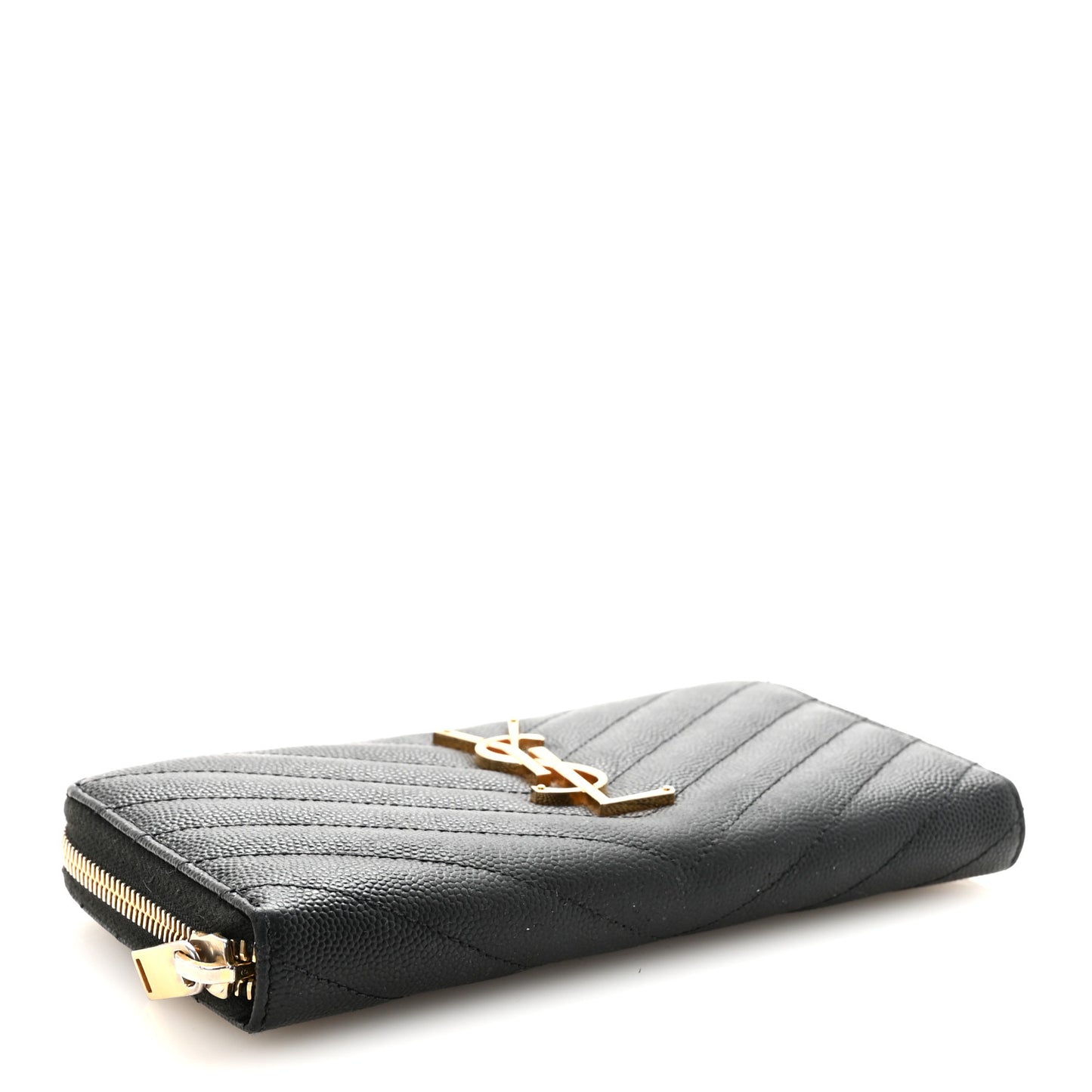 Grain De Poudre Matelasse Chevron Monogram Zip Around Wallet Black