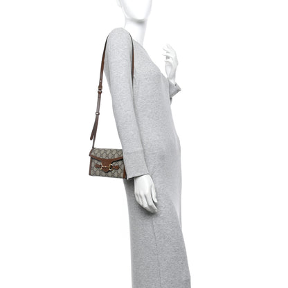 Gucci GG Supreme Monogram Mini Horsebit 1955 Shoulder Bag Beige Brown Sugar 2 of 10