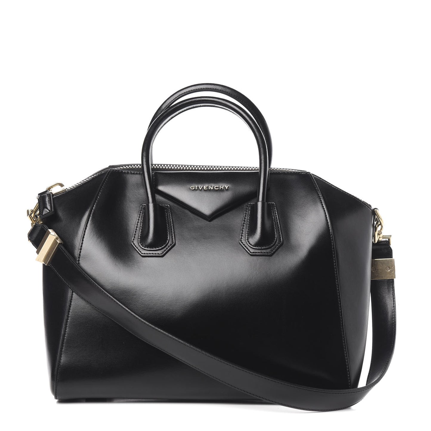 Shiny Lord Calfskin Medium Antigona Black