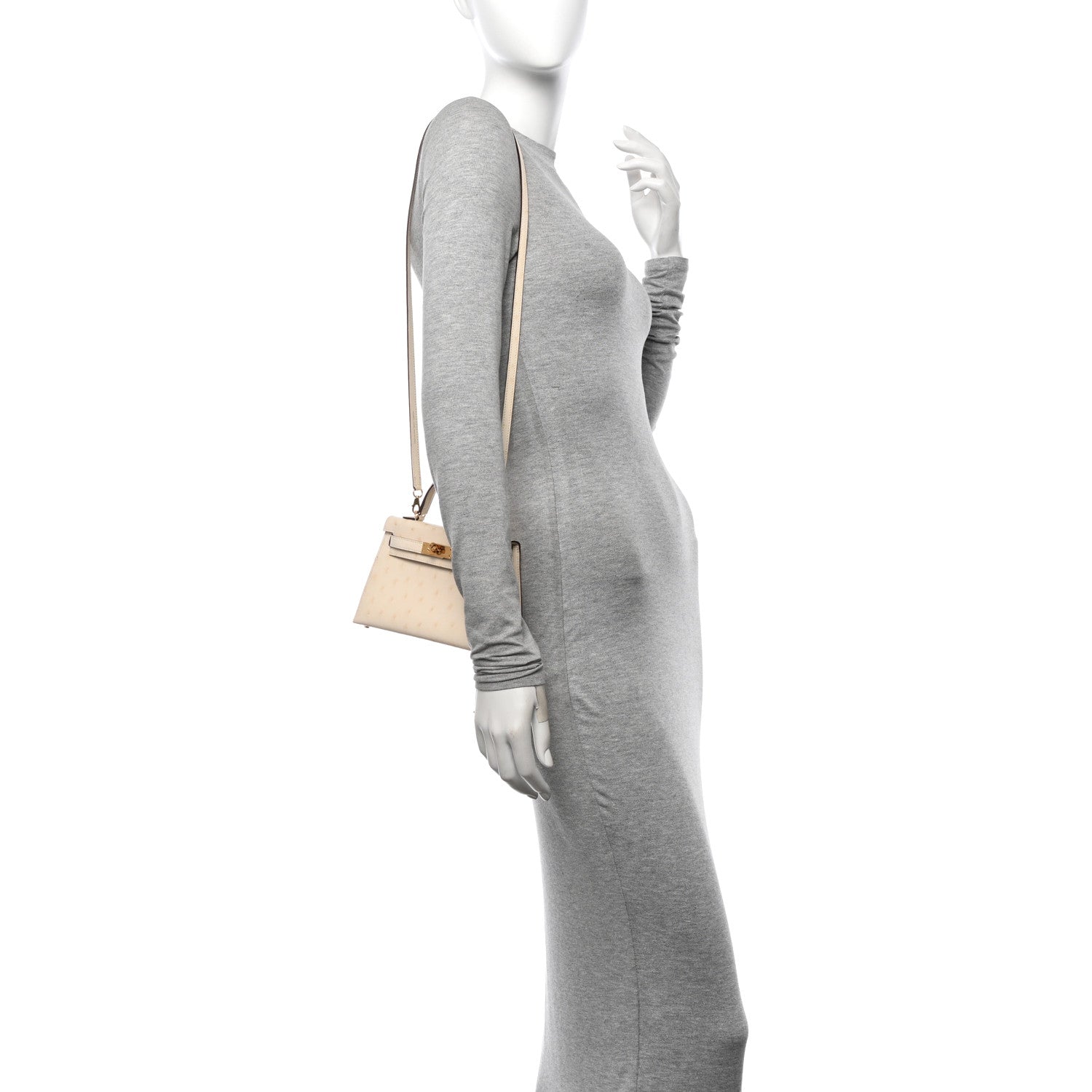 Hermes Ostrich Kelly Sellier Mini 20 Nata 2 of 12