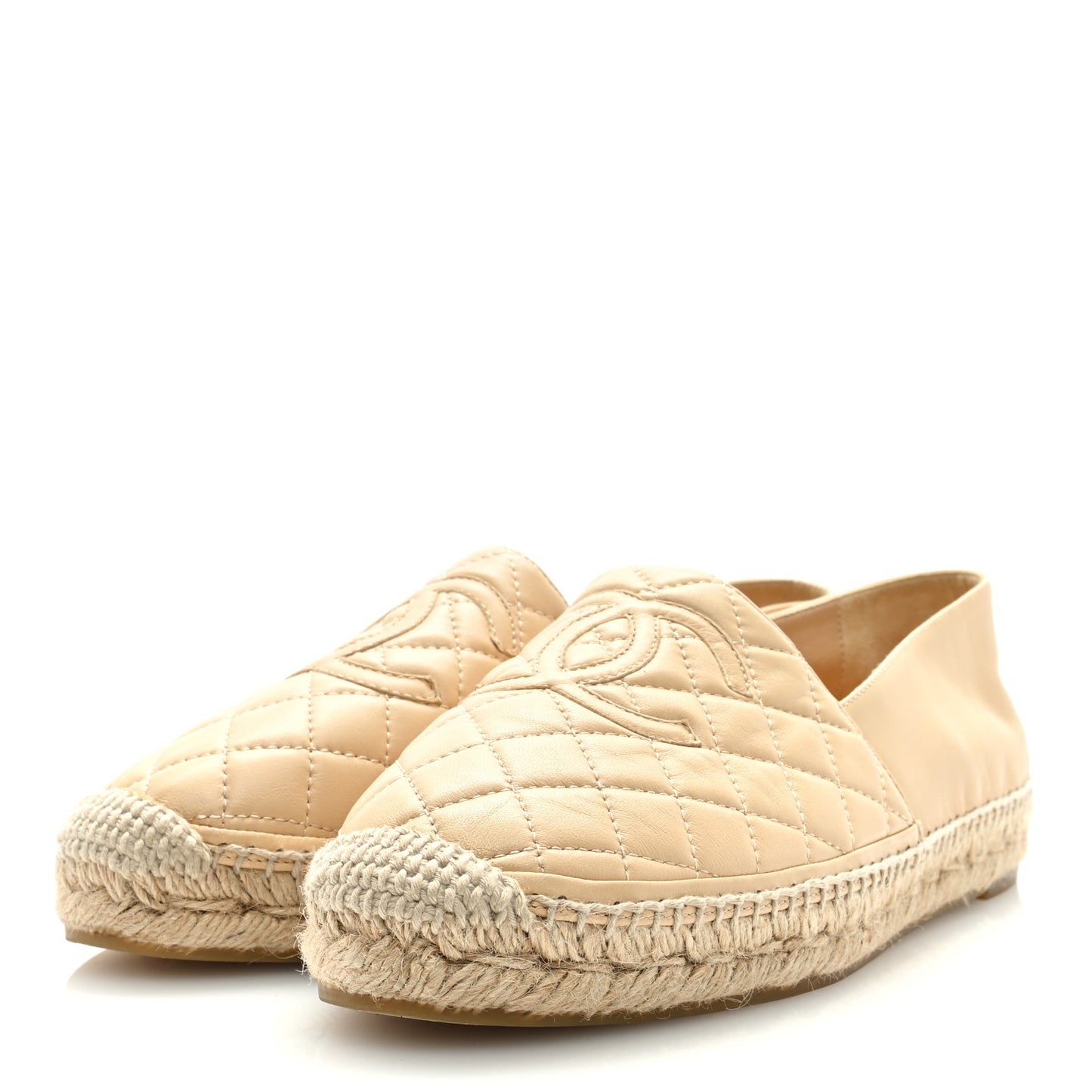 Lambskin Quilted CC Espadrilles 40 Beige