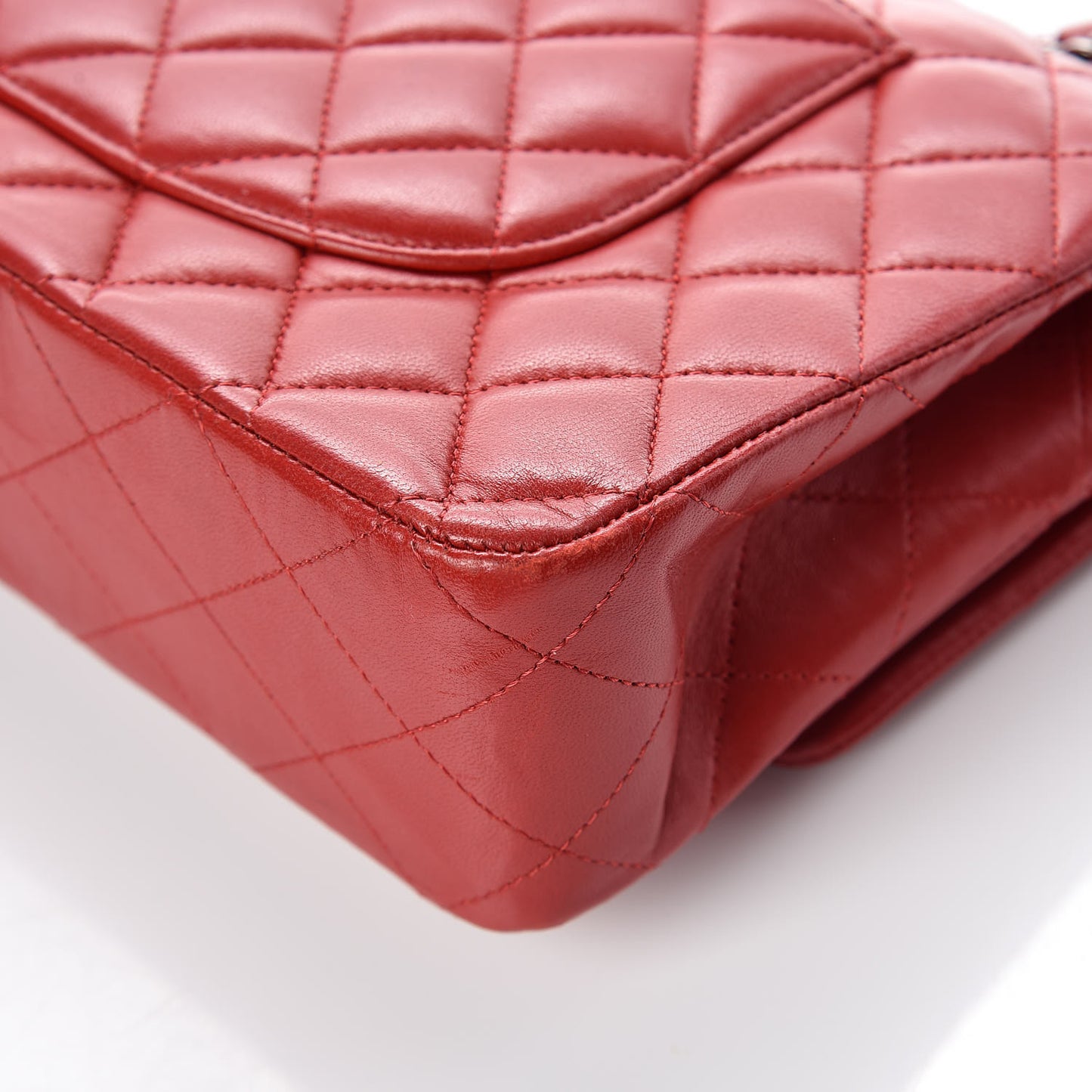 Lambskin Quilted Medium Double Flap Red