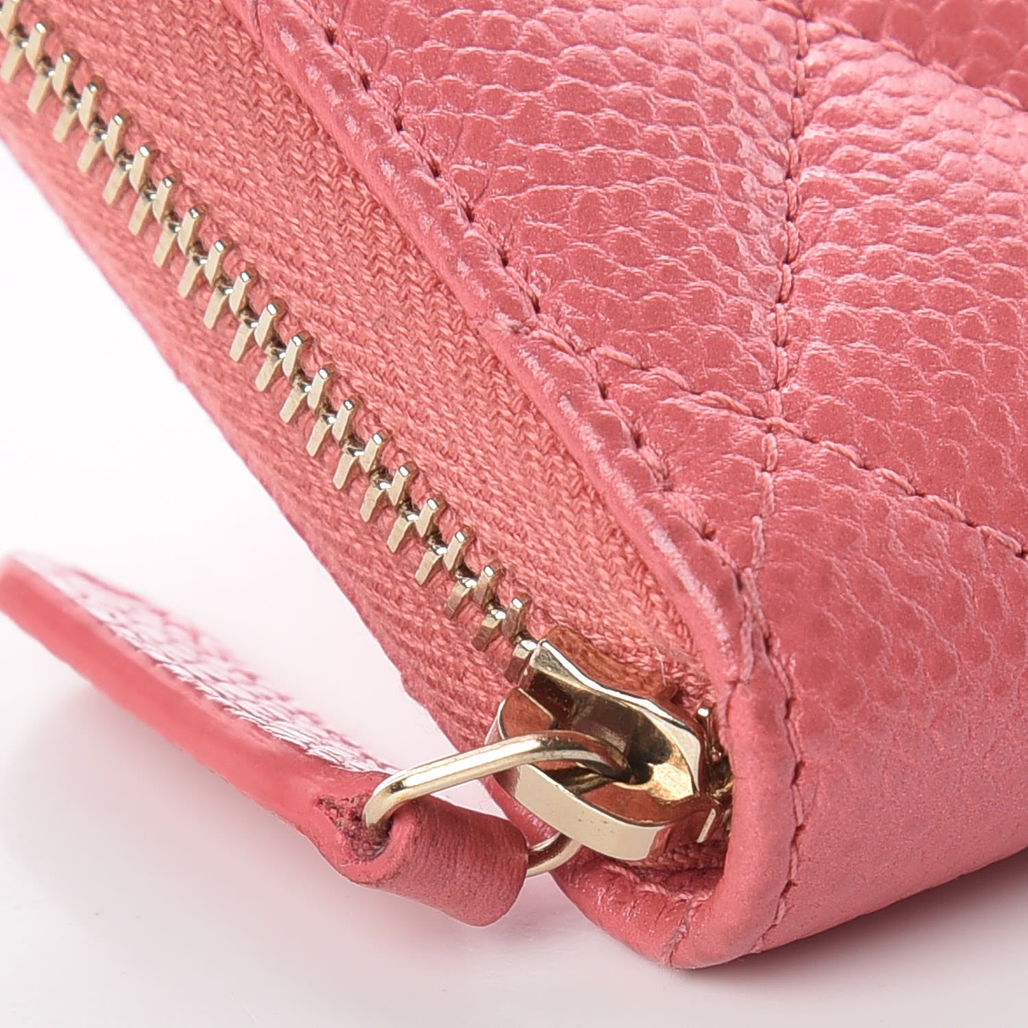 Chanel Metallic Caviar Quilted Zip Coin Purse Pink 5 of 12