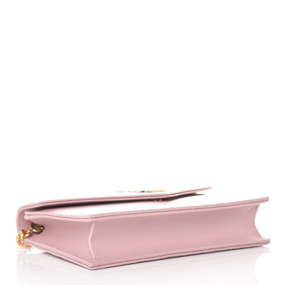 Saint Laurent Grain De Poudre Matelasse Chevron Monogram Envelope Chain Wallet Tender Pink 4 of 11
