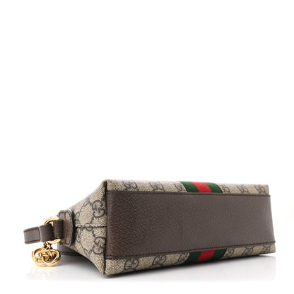 Gucci GG Supreme Monogram Textured Dollar Calfskin Web Small Ophidia Dome Shoulder Bag Beige Ebony New Acero 4 of 10